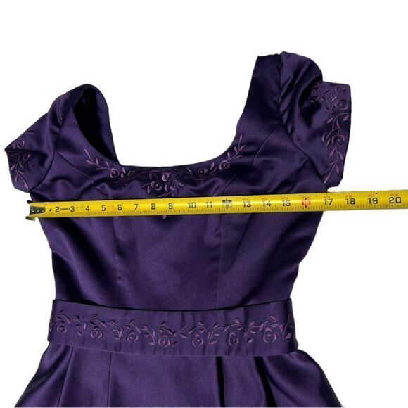 Mori Lee Purple Gown Formal Dress Embroidered Flowers Floral Purple Prom Dress - Picture 9 of 12